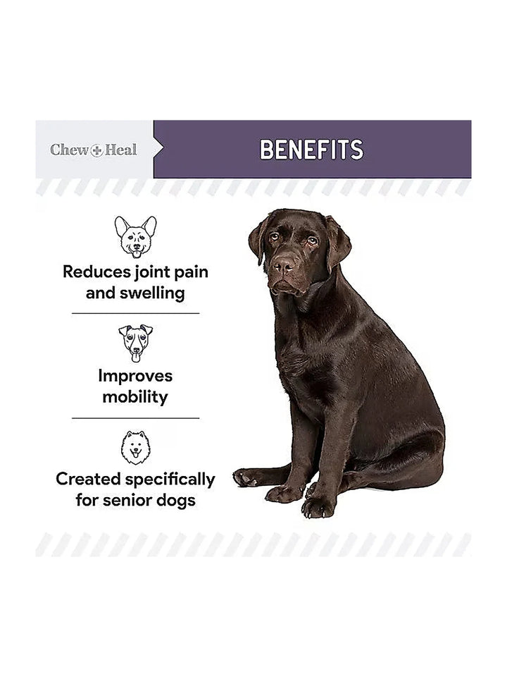 Chew + Heal Senior Mobility + Vitality Hip & Joint & Mood Support Chewable Tablets Supplement for Dogs, 120 count