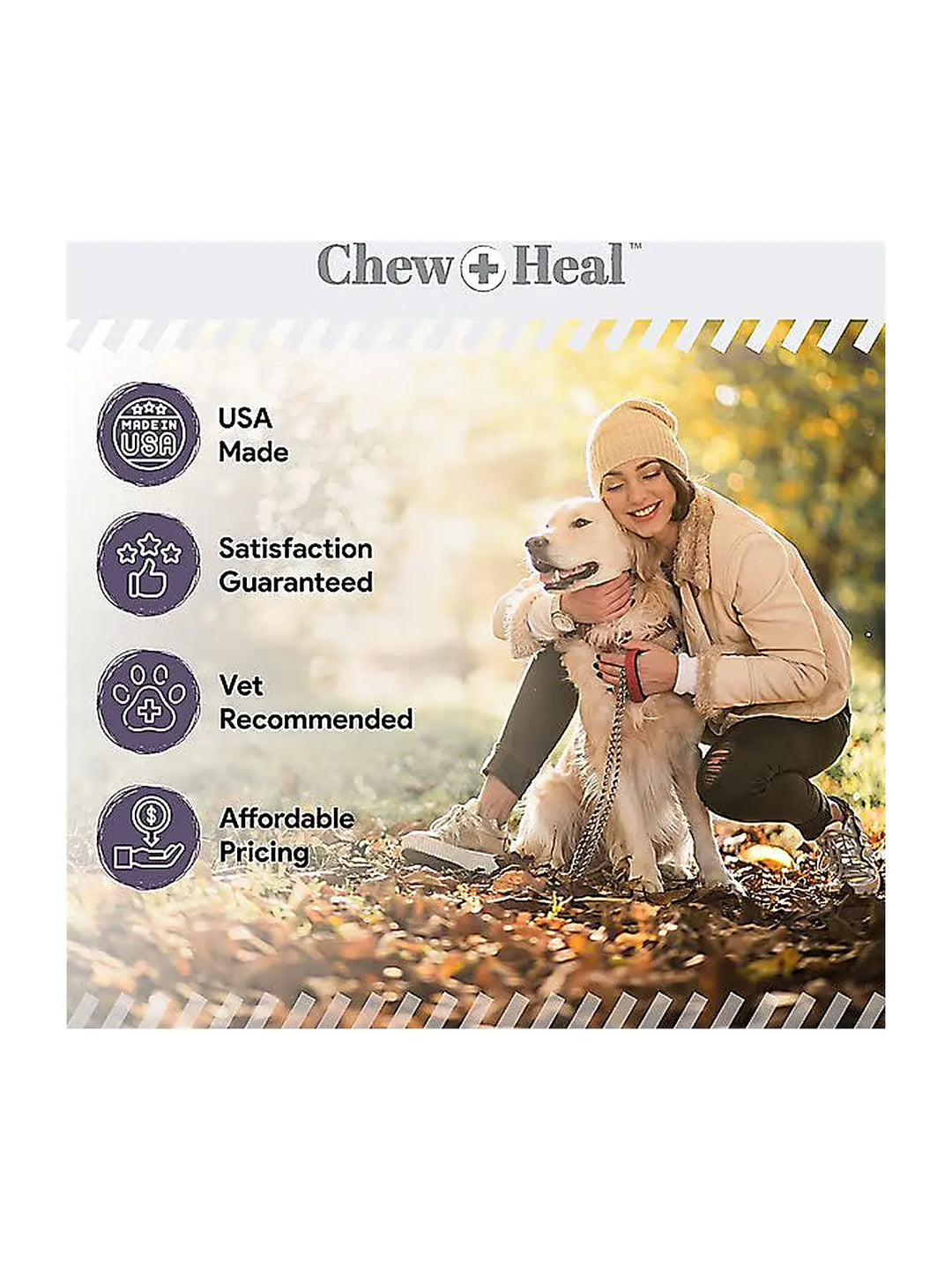 Chew + Heal Senior Mobility + Vitality Hip & Joint & Mood Support Chewable Tablets Supplement for Dogs, 120 count