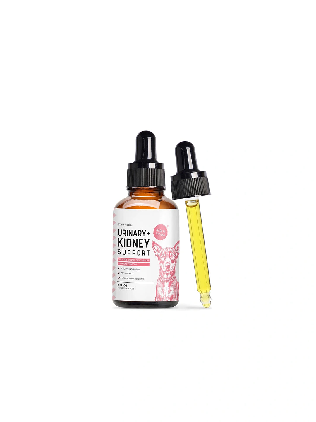 Chew + Heal Urinary + Kidney Tincture Supplement for Dogs, 2-fl oz bottle
