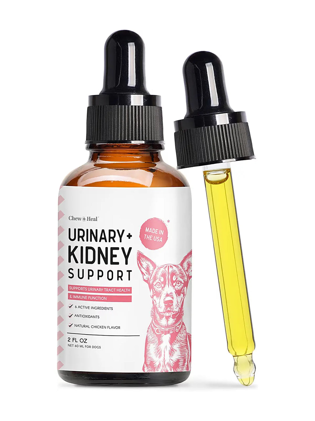 Chew + Heal Urinary + Kidney Tincture Supplement for Dogs, 2-fl oz bottle