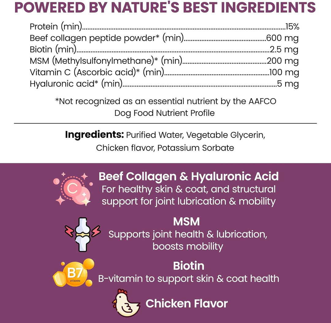 Liquid Collagen Supplement for Dogs – 4 oz Pump Bottle