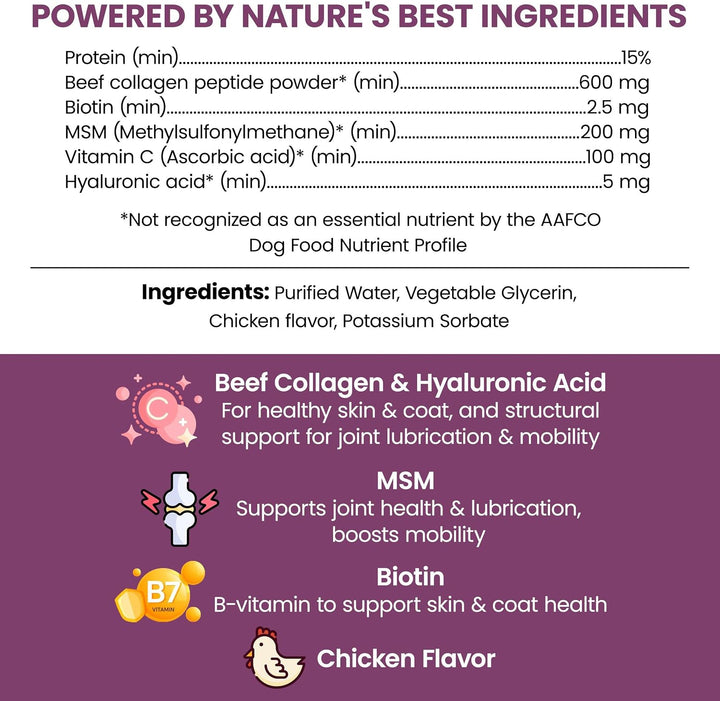 Liquid Collagen Supplement for Dogs – 4 oz Pump Bottle