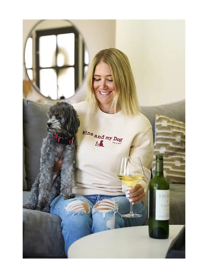 Crew Neck Fleece: Wine & My Dog