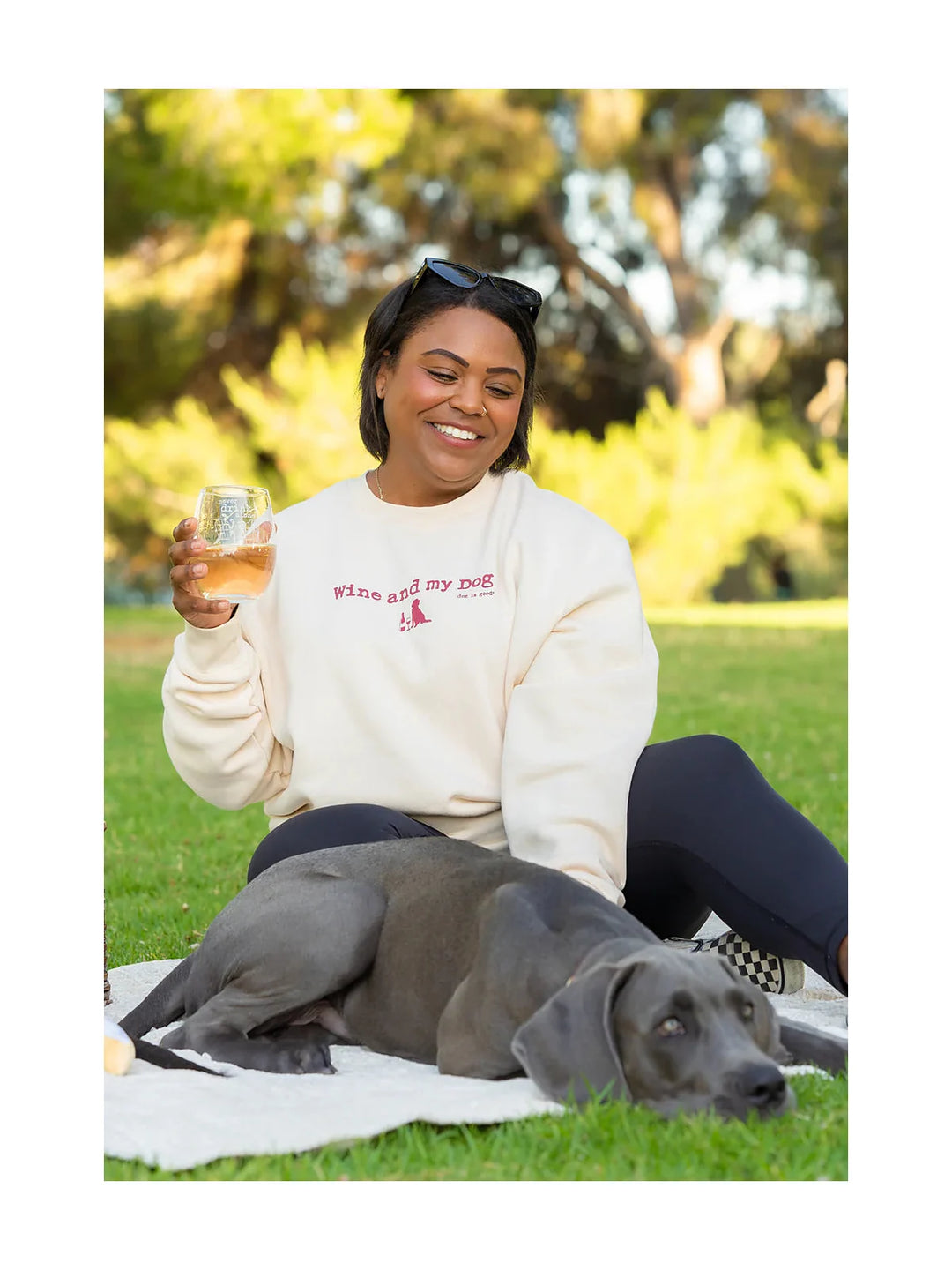 Crew Neck Fleece: Wine & My Dog