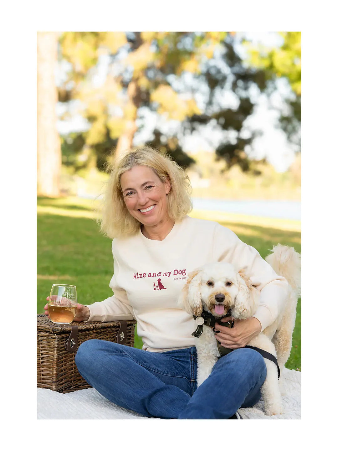 Crew Neck Fleece: Wine & My Dog