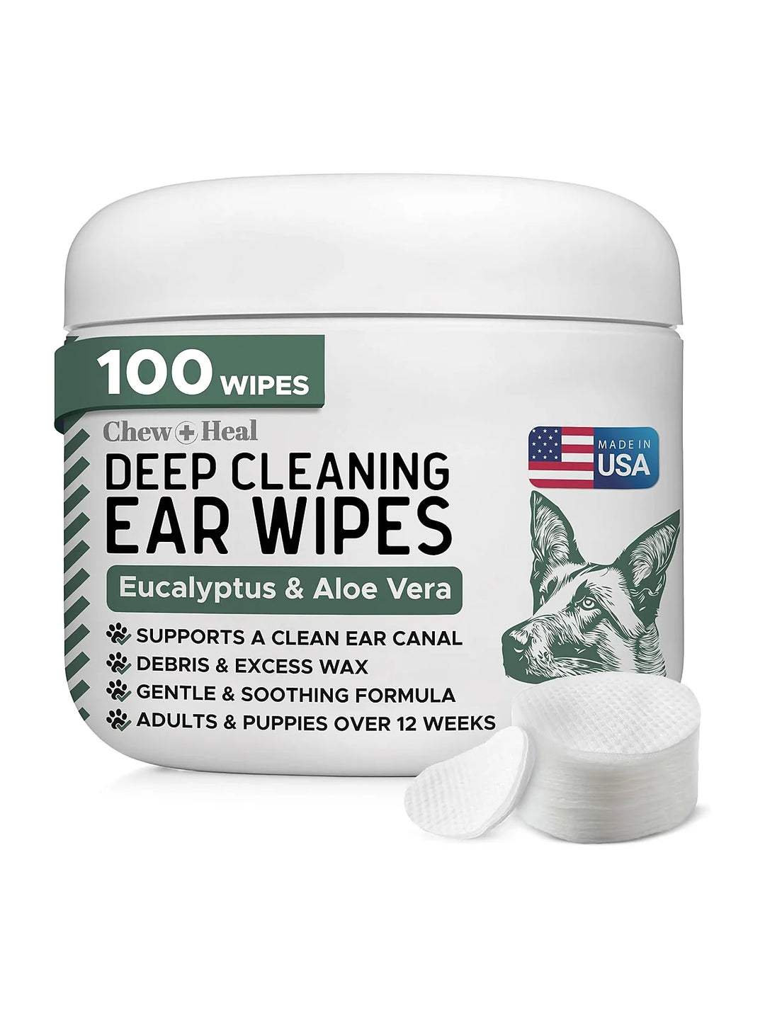 Deep Cleaning Ear Wipes for Dogs – 100 Count