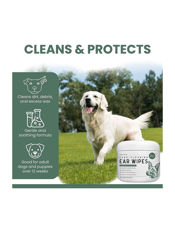Deep Cleaning Ear Wipes for Dogs – 100 Count