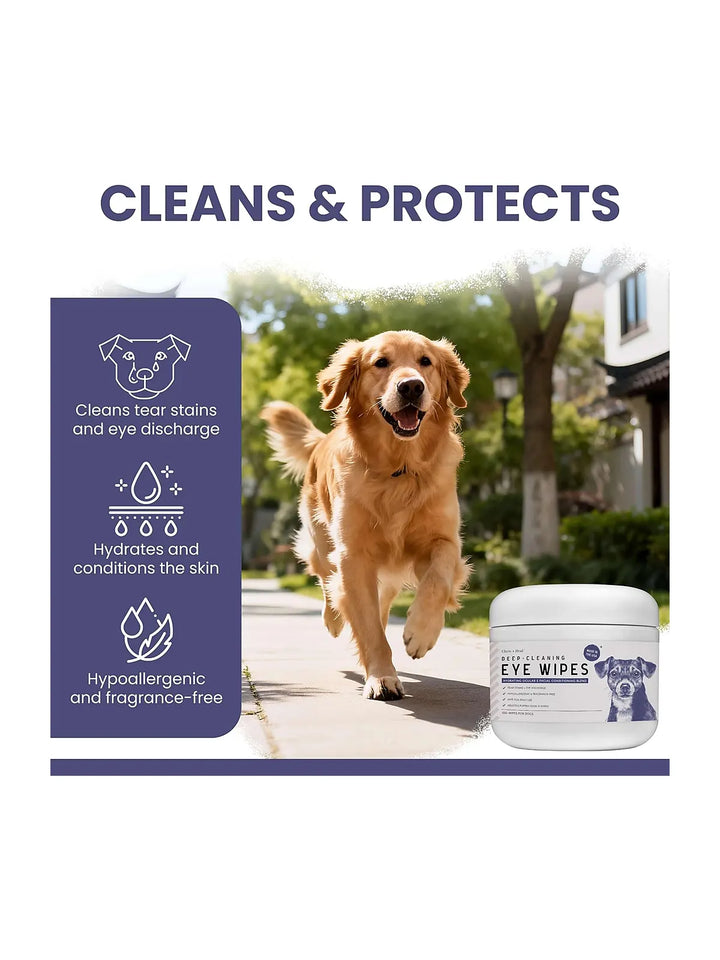 Deep Cleaning Tear Stain Wipes for Dogs – 100 Count