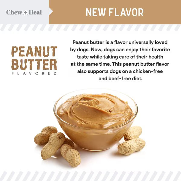 Chew + Heal Anxiety + Stress Peanut Butter Flavored Soft Chew Calming Dog Supplement 30 count