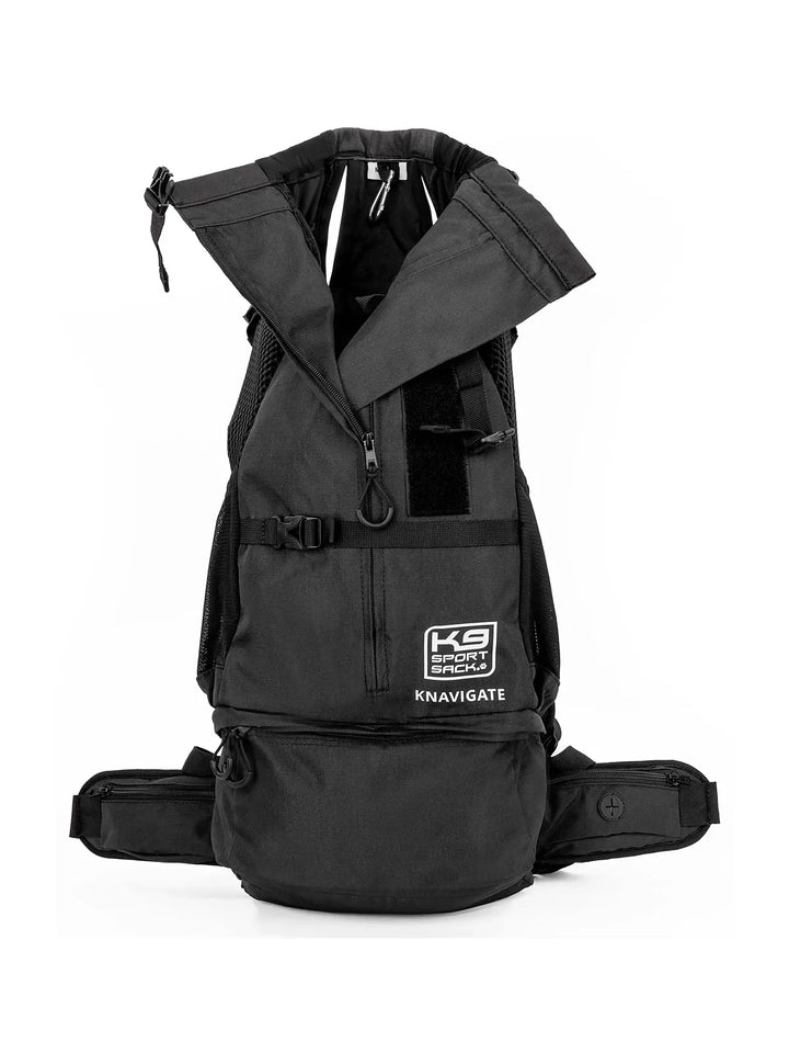 Knavigate - Advanced Dog Carrier with Internal Frame & Hip Belt, Black