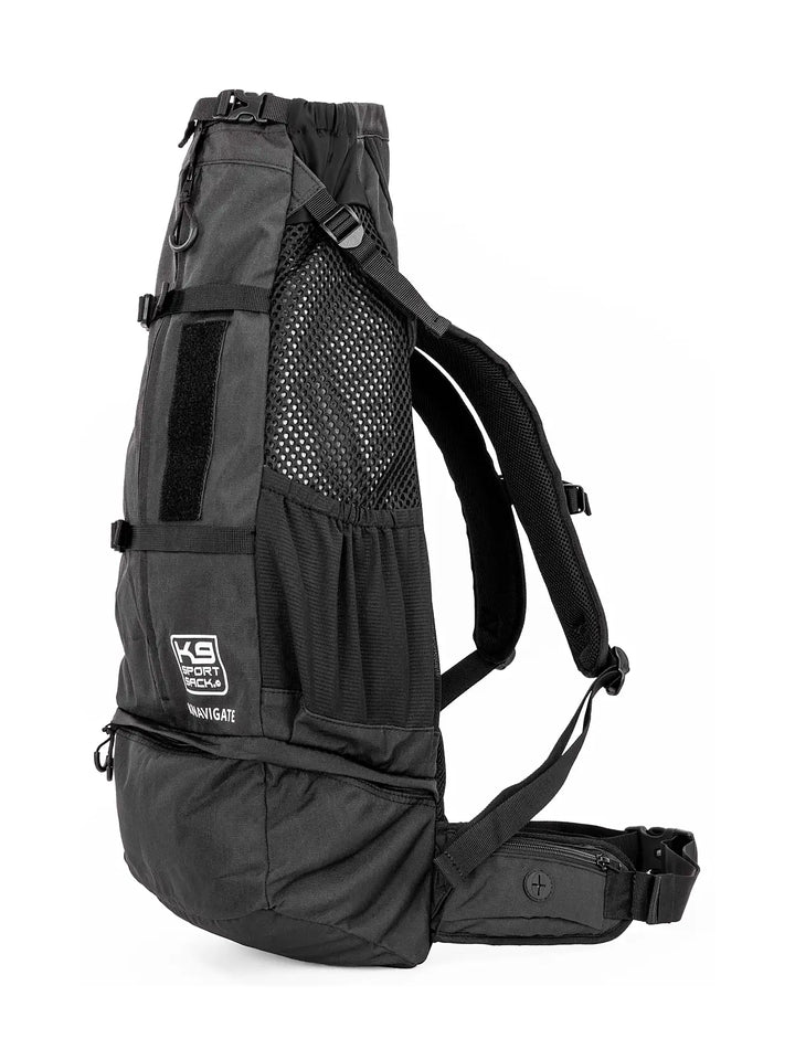 Knavigate - Advanced Dog Carrier with Internal Frame & Hip Belt, Black