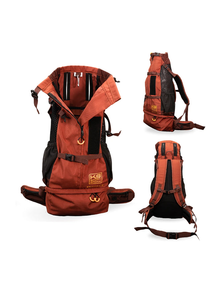 Knavigate- Advanced Dog Carrier with Internal Frame & Hip Belt  -  Red