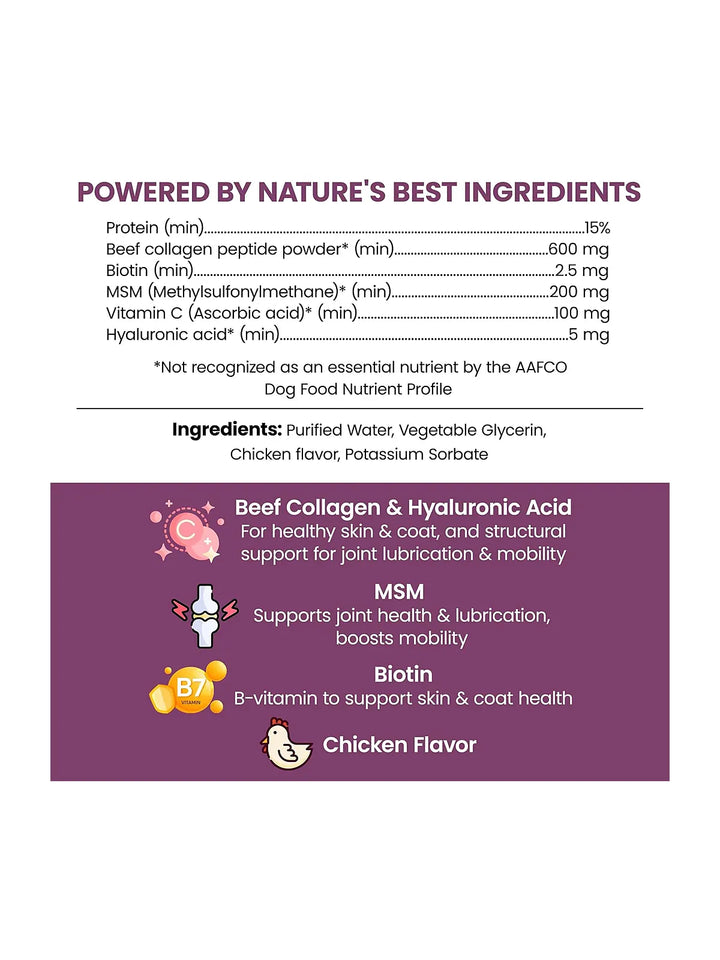 Liquid Collagen Supplement for Dogs – 4 oz Pump Bottle