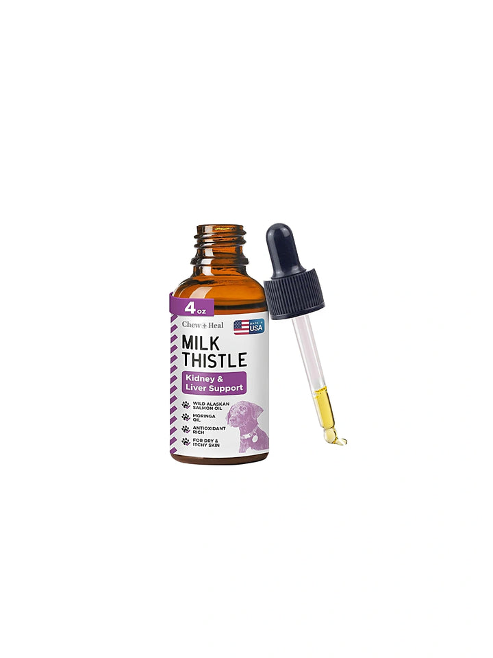 Milk Thistle Tincture with Moringa Oil & Salmon Oil Liquid Kidney & Liver Health Supplement for Dogs(4oz)