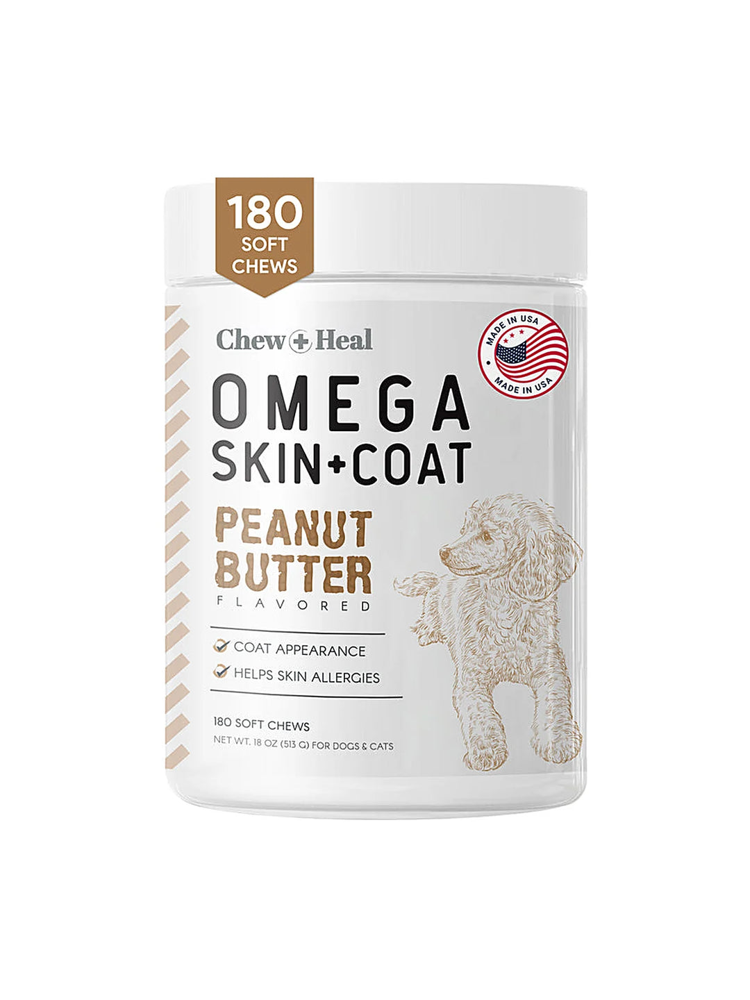 Peanut Butter Omega Skin + Coat Supplement for Dogs