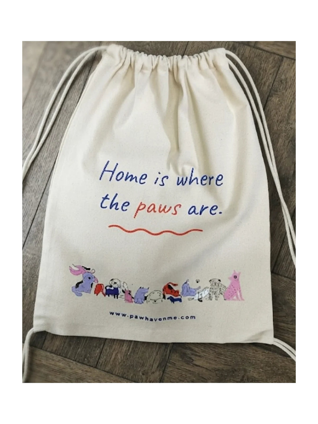 Pet Lover Cotton Drawstring Backpack – Home Is Where The Paws Are