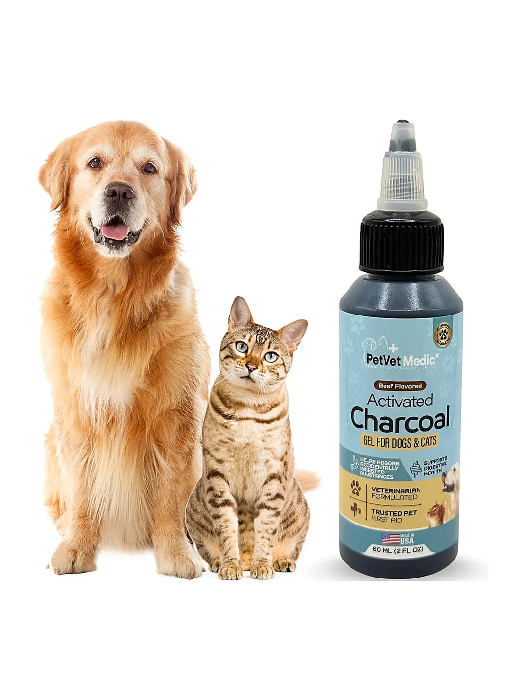 Pet Vet Activated Charcoal Gel for Dogs & Cats (60 mL)