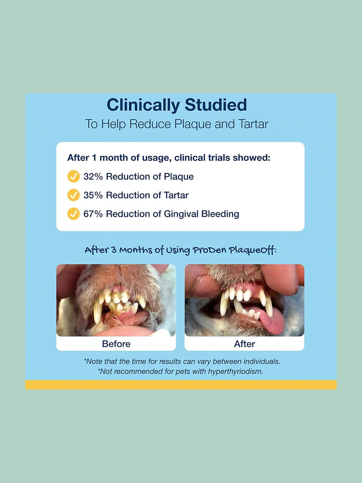 ProDen PlaqueOff Powder for Pets - Cat & Dog Breath Freshener - Plaque & Tartar Remover for Pet Oral Care