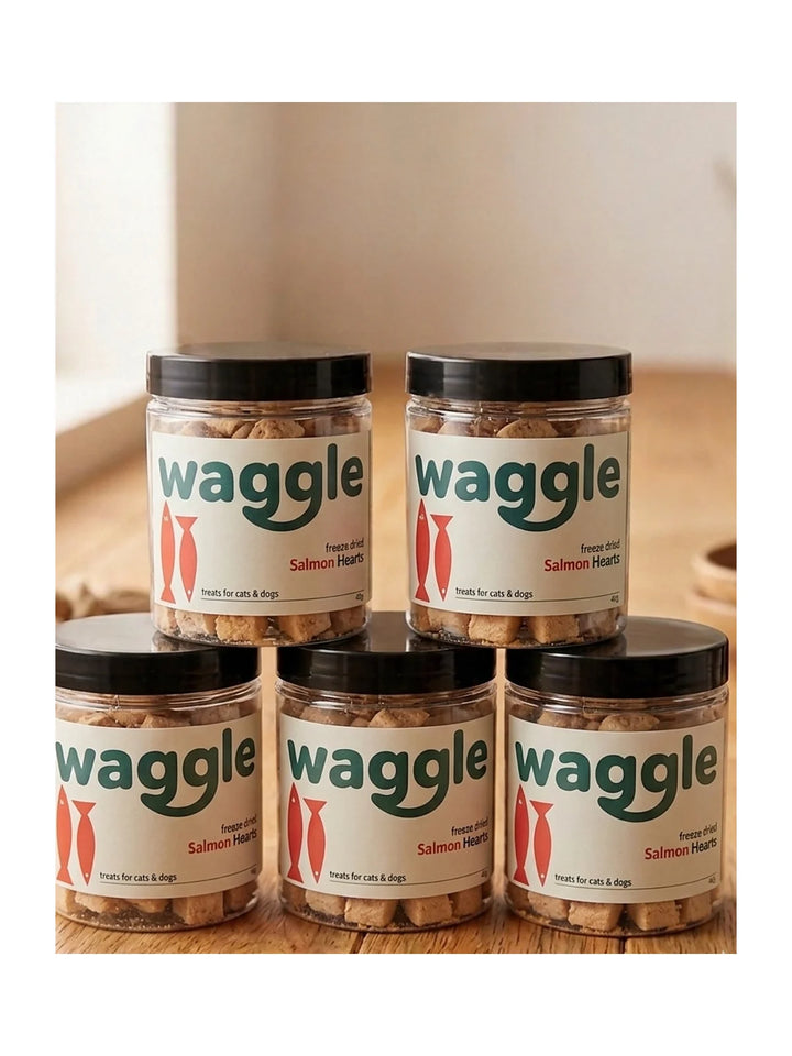 Waggle Freeze Dried Salmon Hearts Treats Cats & Dogs