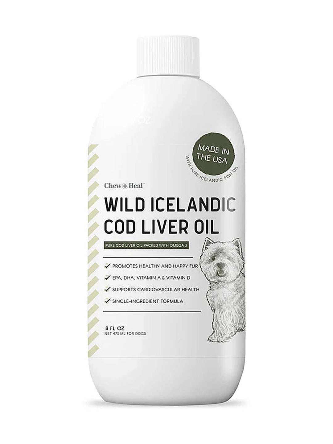 Wild-Caught Cod Liver Oil Salmon Oil Alternative Skin & Coat Liquid Supplement for Dogs