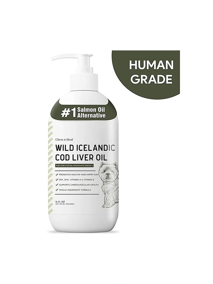 Wild-Caught Cod Liver Oil Salmon Oil Alternative Skin & Coat Liquid Supplement for Dogs