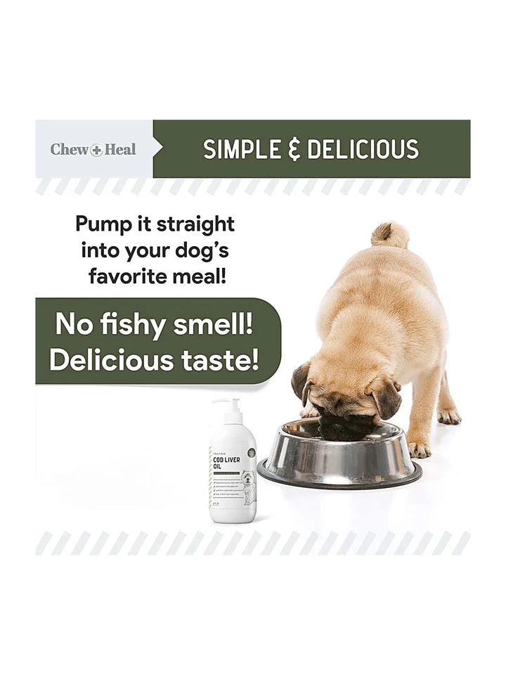 Wild-Caught Cod Liver Oil Salmon Oil Alternative Skin & Coat Liquid Supplement for Dogs
