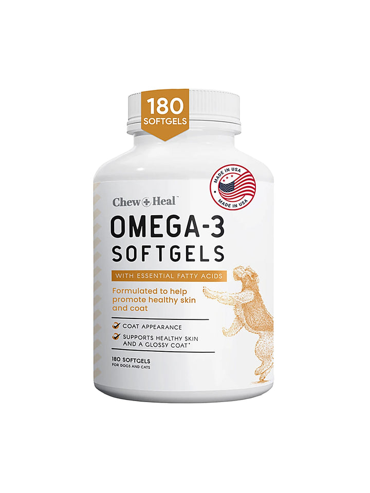 Wild-Caught Omega Skin + Coat Softgels Made with Wild-Caught Fish Oil Supplement for Dogs & Cats